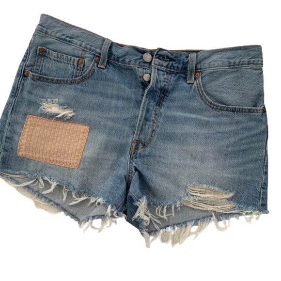 Levi's Pants - Levi’s 501 Button Fly  Distressed Denim Cutoff Jean Short Patchwork Size…